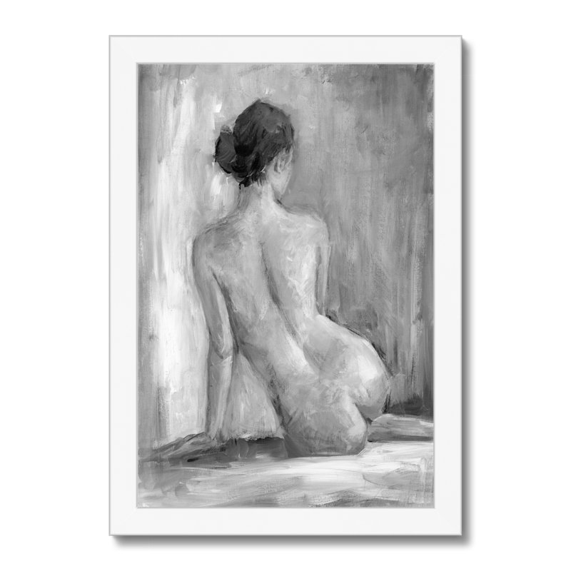 Figure In Black And White I by Ethan Harper - Painting, White Framed Paper Print, 80cm H x 55cm W
