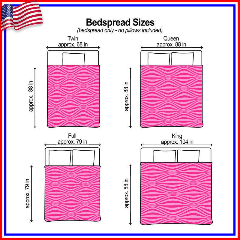 Couvre-lit matelassé Pink Wavy Lines toutes tailles, Double