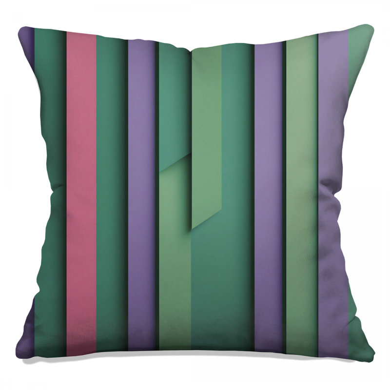 Coussins verticaux à rayures verticales et mauve, 18 po x 18 po