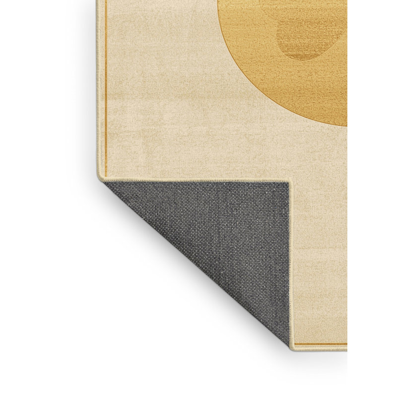 Soft Plush Fannin St Patties Modern & Contemporary Abstract Area Rug in Beige – Yellow Binding, 5x7