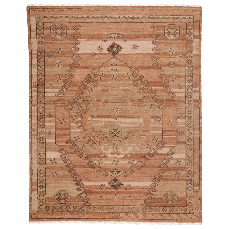 Jaipur Living Ziba JIN01 Handknotted Medallion Blush and Beige Runner Rug (3'x10'), Rectangle 8' x 10'