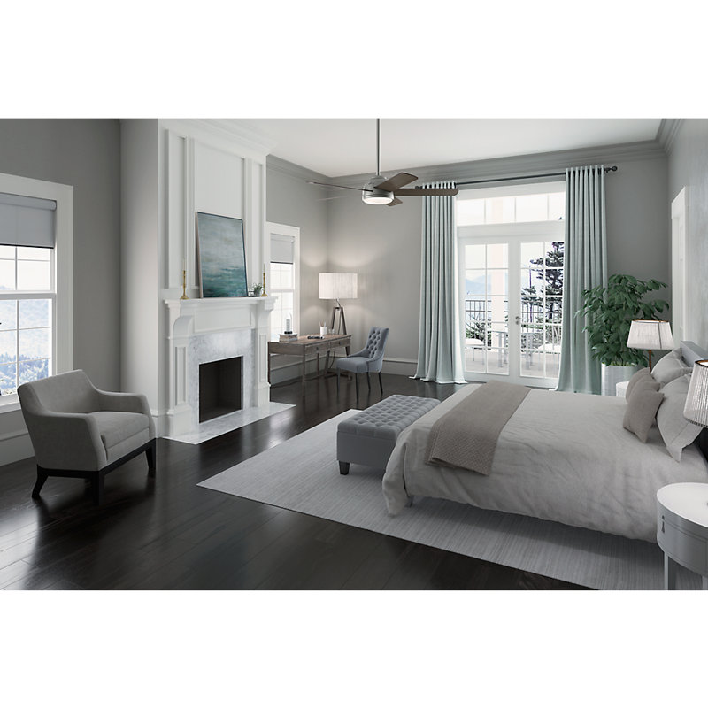 54" Romulus 5 - Blade LED Smart Standard Ceiling Fan with Remote Control and Light Kit Included, Matte Silver