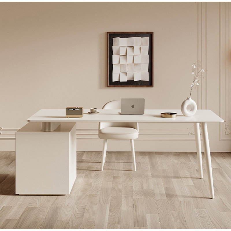 Bureau de table en pierre frittée Light Luxury, 29.5" H x 55.1" W x 31.5" D