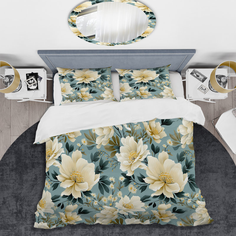 Subdued Oasis Boho Pattern - Floral Duvet Cover Set - Microfiber Polyester, Twin Duvet Cover + 1 Standard Sham