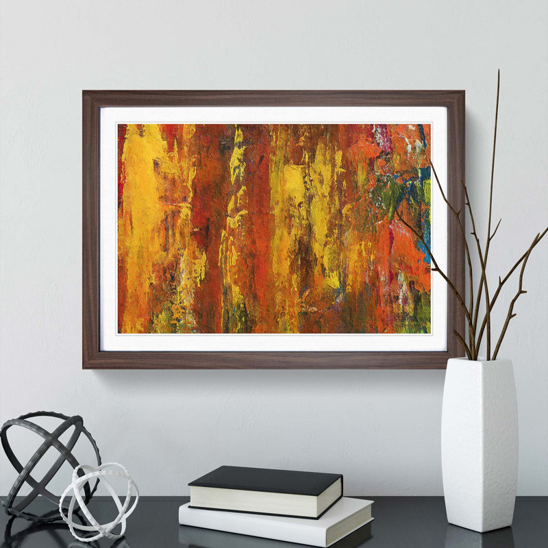 Abstract Art Painting Vol.142 by S.Johnson - Single Picture Frame Painting, 33cm H x 45cm W x 2cm D, Walnut Framed