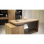 Bureau moderne de 70,8 po avec armoire de rangement, bureau en stratifié résistant aux égratignures avec gestion des fils, bureau brun et noir pour un usage domestique-129390790