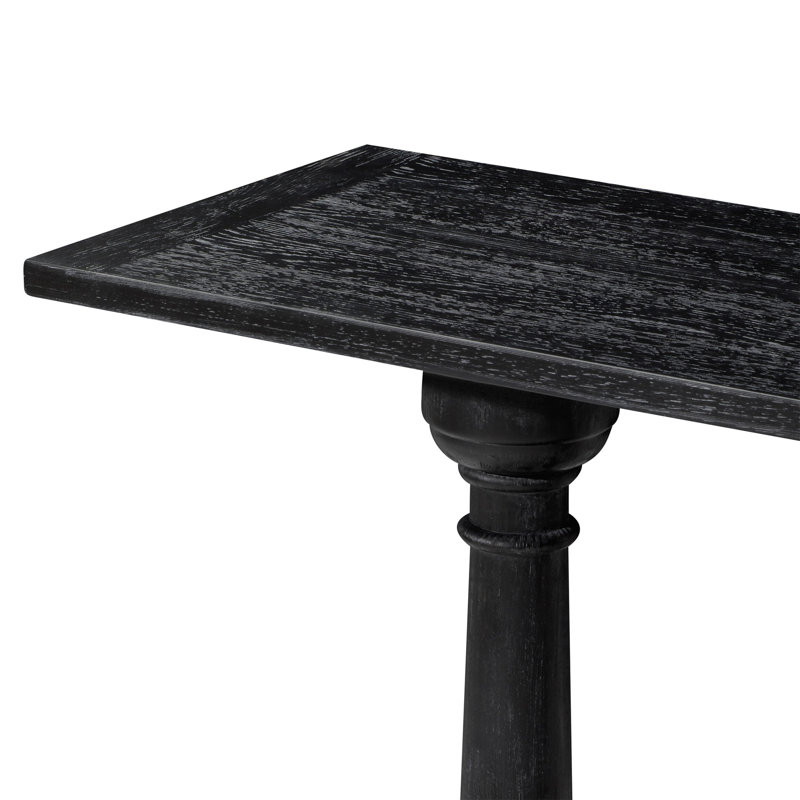 Arthur 60" Antiqued Black Solid Wood Console Table with Storage