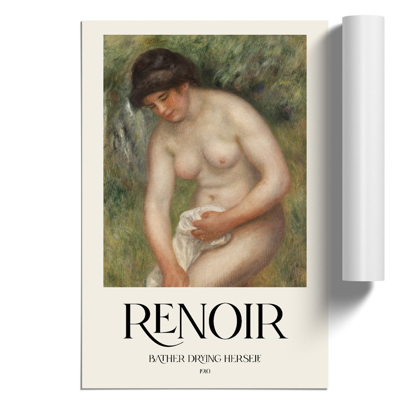 Bather Drying Herself Vol.1 by Pierre-Auguste Renoir - No Frame Painting, 59cm H x 42cm W x 0.1cm D