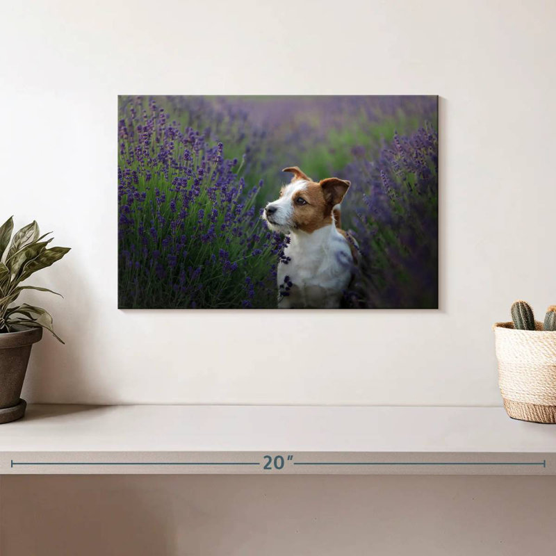 Crowle Jack Russell And Lavender, 8" H x 12" W