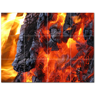 Murale en céramique satinée Fire Photo 4,25 po x 4,25 po