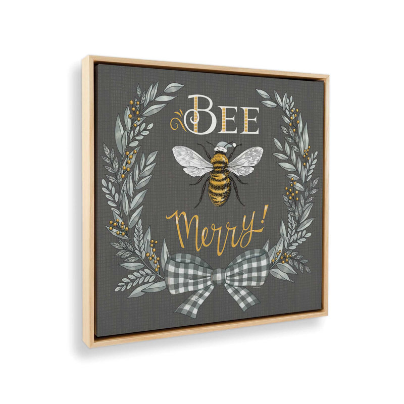 Bee Merry by Deb Strain Art Print, Toile avec cadre, Érable, L 12 po x H 12 po