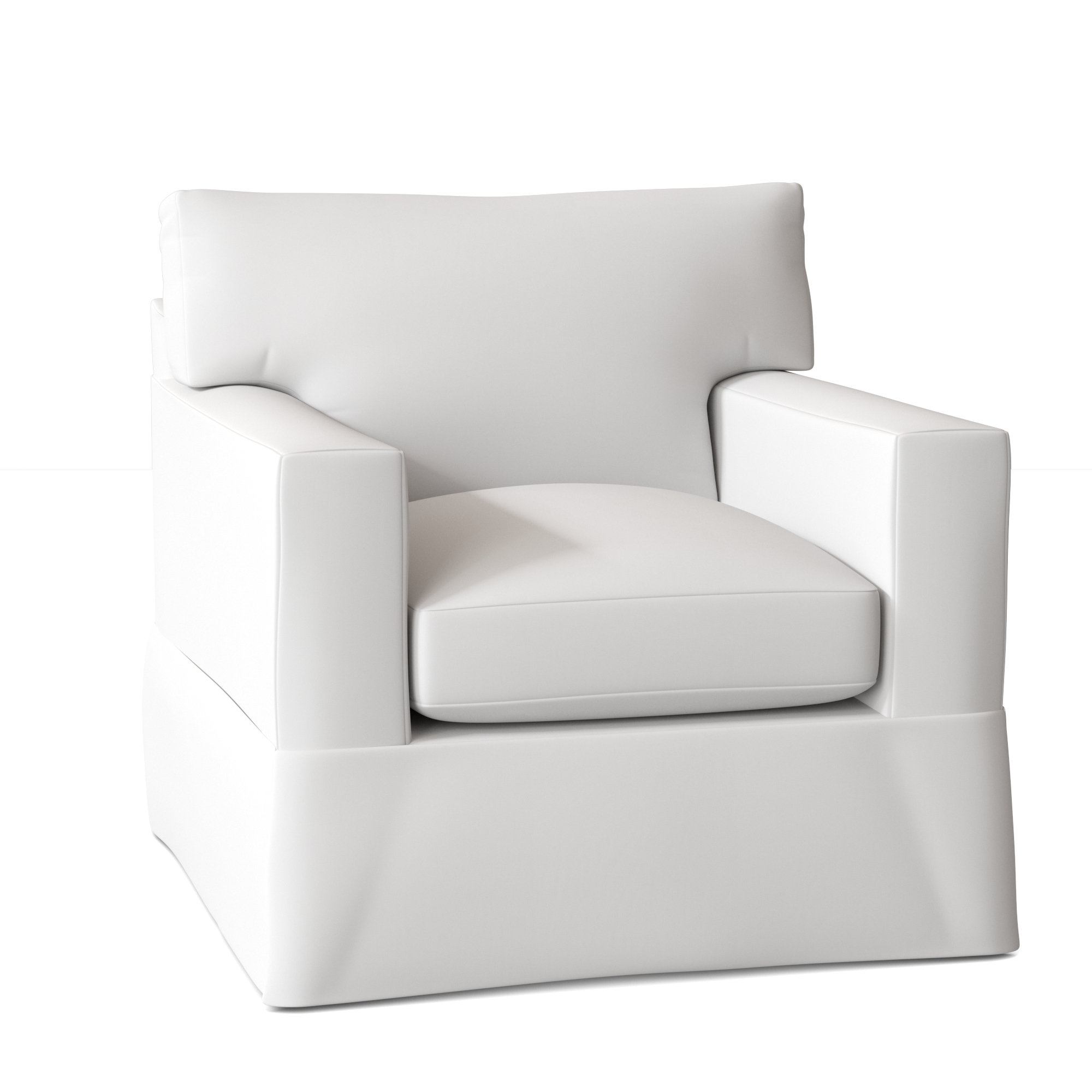 White slipcovered online armchair