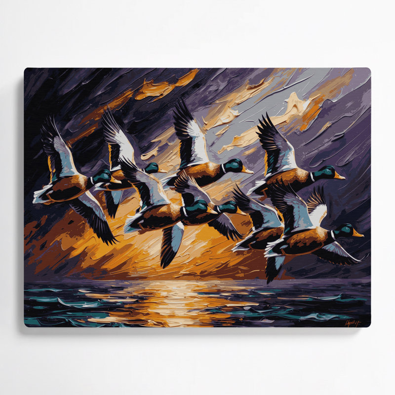 Oiseau colvert, art mural mauve en métal, H 132 po x l 168 po x P 0,05 po