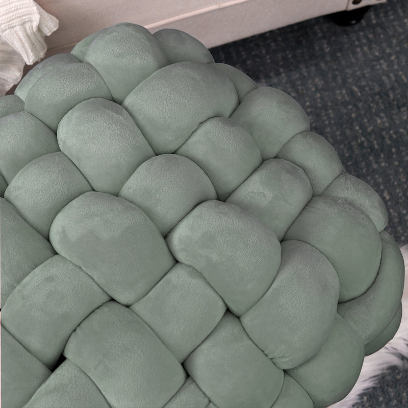 Opheim Velvet Ottoman, Light Gray Velvet