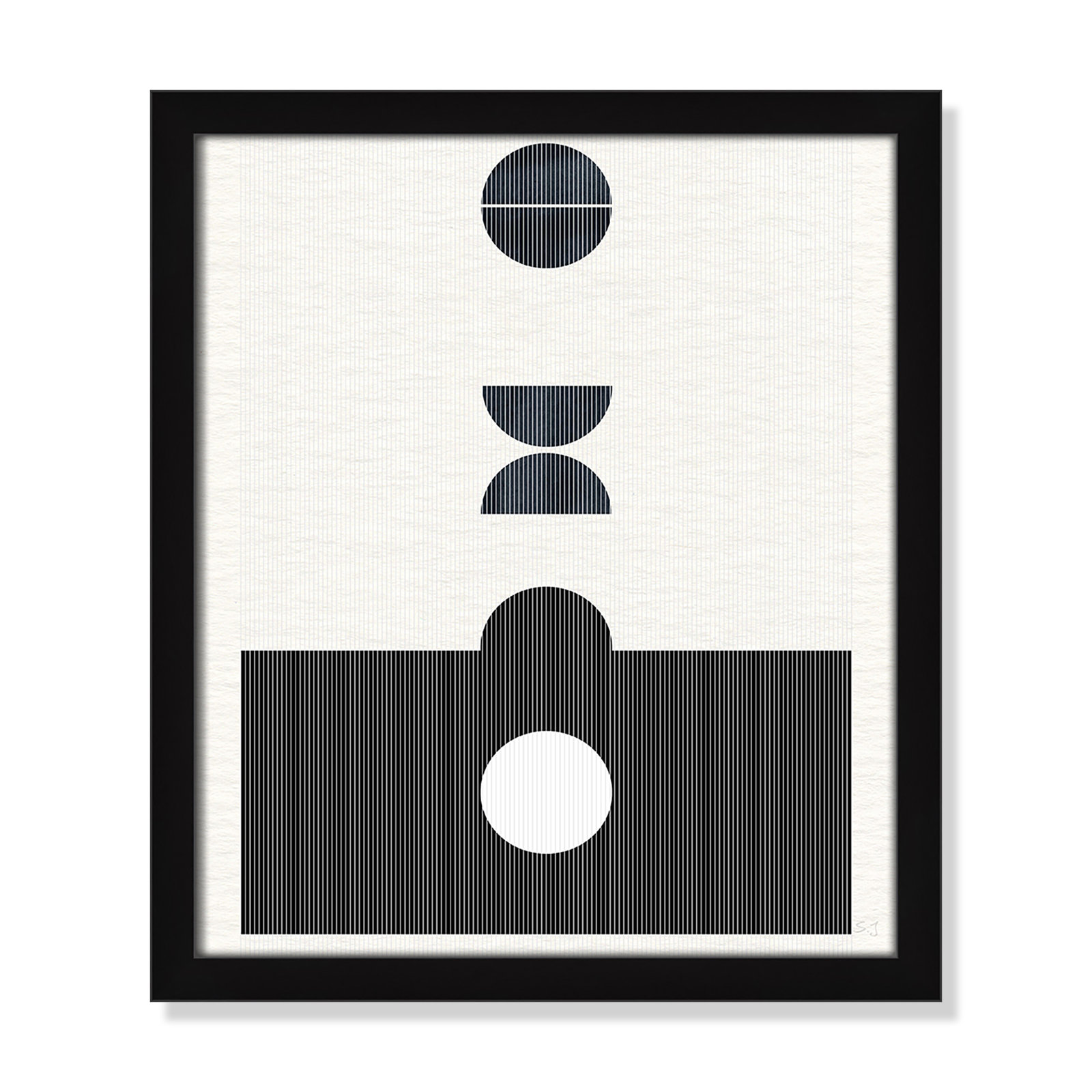 Eclipse I by Susan Jill, 15" H x 13" W x 0.75" D, Satin Black Framed