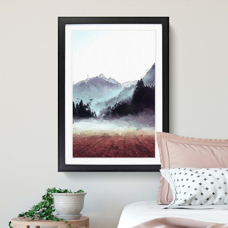 Fog over Luttach in Italy - Picture Frame Painting Print, Black Framed, 36cm H x 27cm W x 2cm D