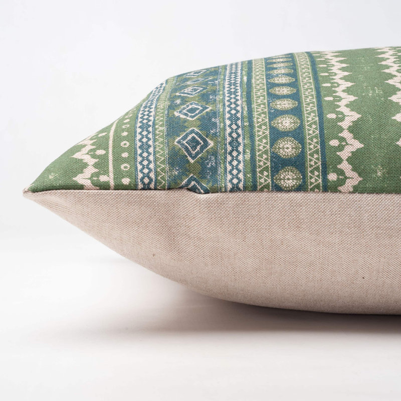 Aztec Trail Cushion in Indigo Blue and Green, 43x30cm, Cover only