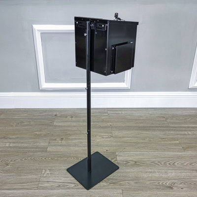 Kodiey Metal Tube Stand Metal Base Ballot Box Stand Donation Box Suggestion Box Stand 10 X 8 X 41"