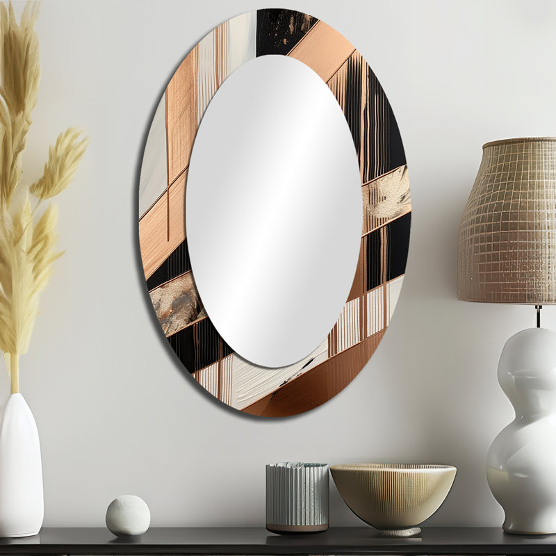 Rosegold embrassant l'essence des lignes III - miroir mural ovale moderne, 36 po x 24 po
