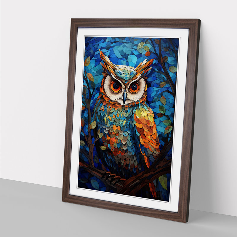 Owl Orphism - Framed Print, Walnut Framed, 34cm H x 25cm W x 2" D
