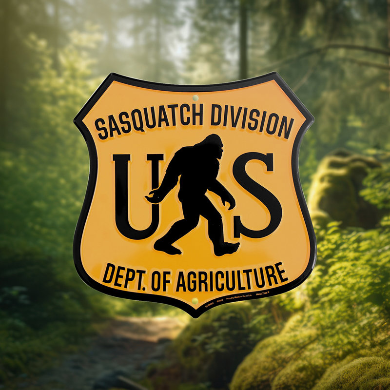 Sasquatch Division Bigfoot Metal Man Cave Mens Room Wall Sign Rustic Home Decor