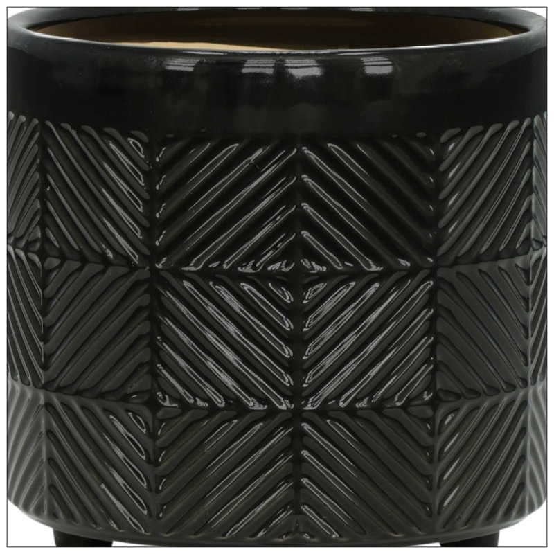 S/2 6/8" TEXTURED PLANTERS, Black