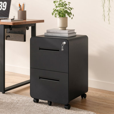 Locking 2-Drawer Mobile File Cabinet, 15.7"W Steel, Letter/Legal