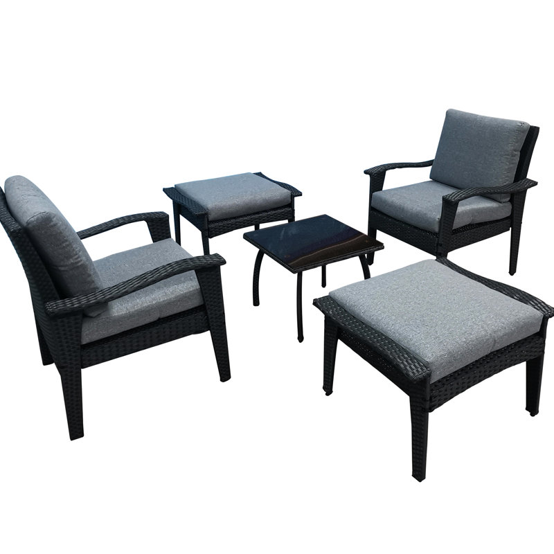 Patio Seating Group: 5 With Chair, & Gray Sponge Cushions Outdoor Seating: , Fill Cushion Covers, Gray