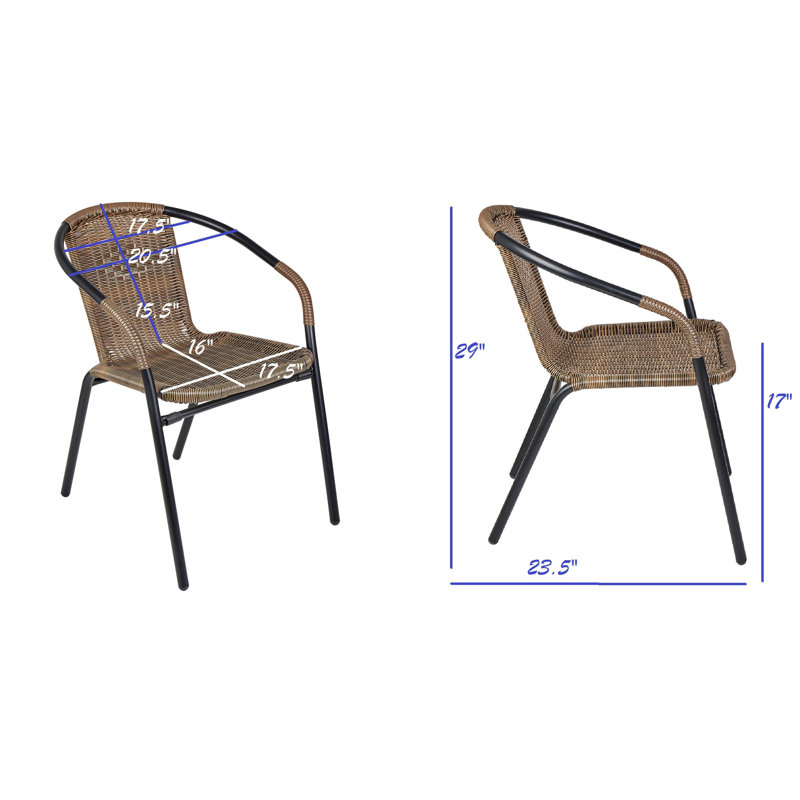 Metal Outdoor Stacking Dining Armchair, Brown
