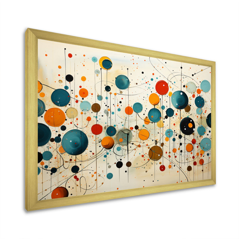 «Green Green Beige Mid Century Abstract Retro IV - Abstract Midcentury Large, art mural», Cadre doré à une seule photo, Doré