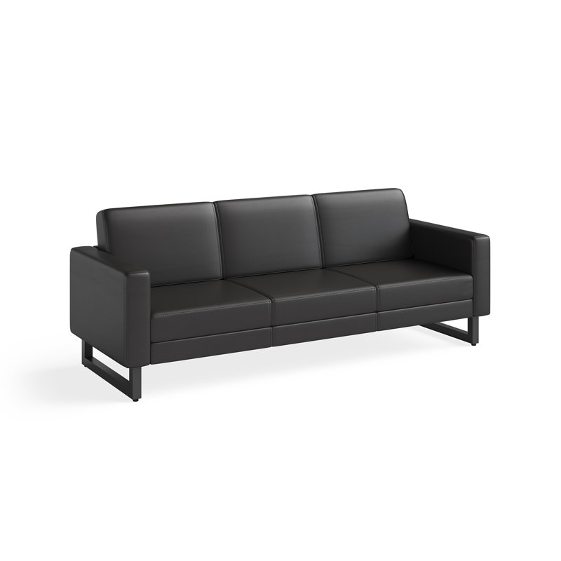 Canapé Mirella, Cuir noir, Noir