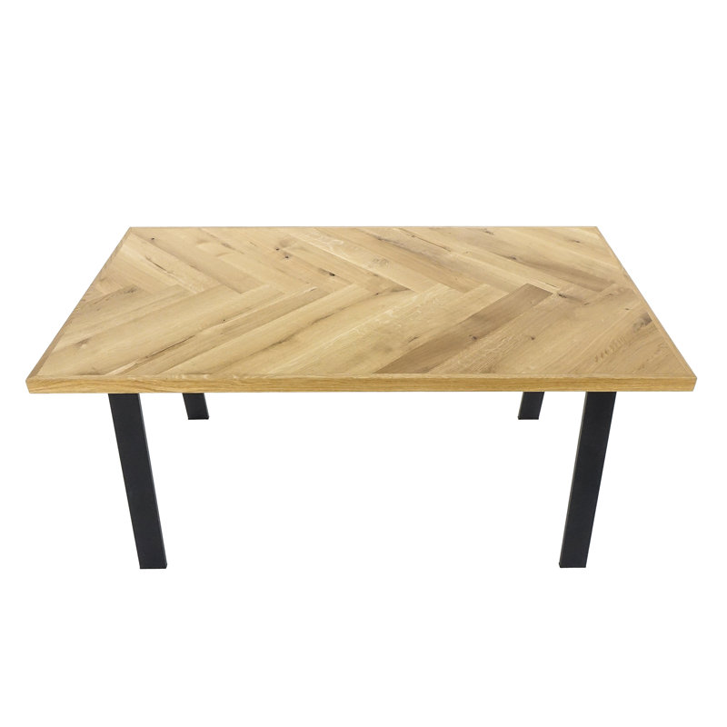 Medora Oak Metal Base Dining Table, Natural Oil, 76cmH  x 120cmL  x 80cmW