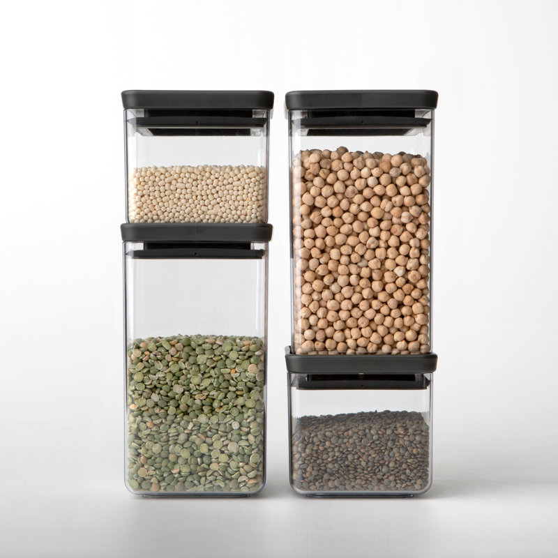 Brabantia Tasty + 4 Piece Kitchen Canister Set, Dark Grey