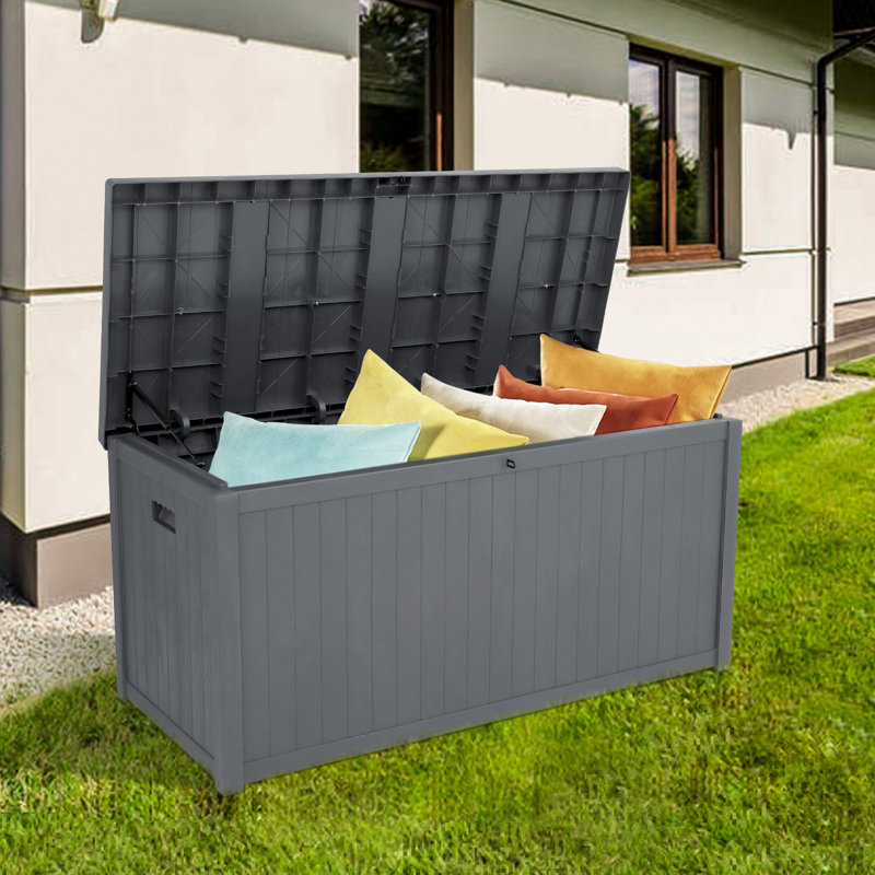 Boîte de rangement verrouillable en plastique polyéthylène 113 gallons, Gris