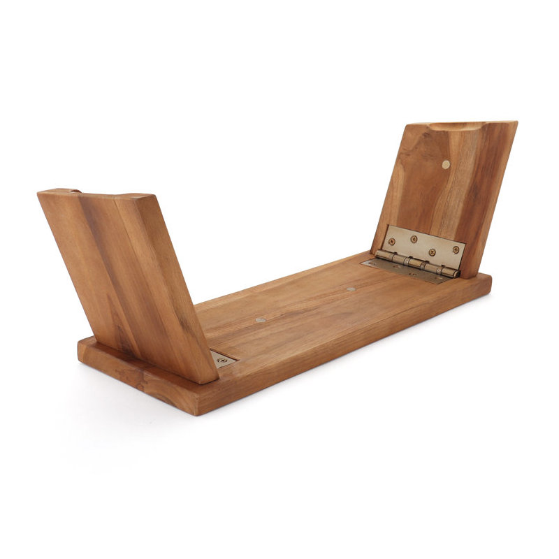 Acle Solid Wood Accent Stool, Teak/Black