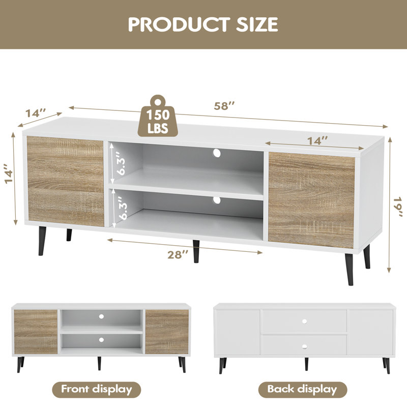 Aronoff 58'' Media Console for TVs up to 65", White/Oak