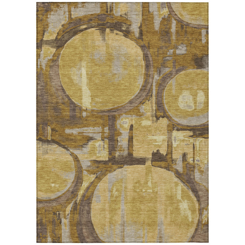 Machine Washable Indoor/Outdoor Chantille ACN2615 Abstract Rug, Walnut, 3' x 5'