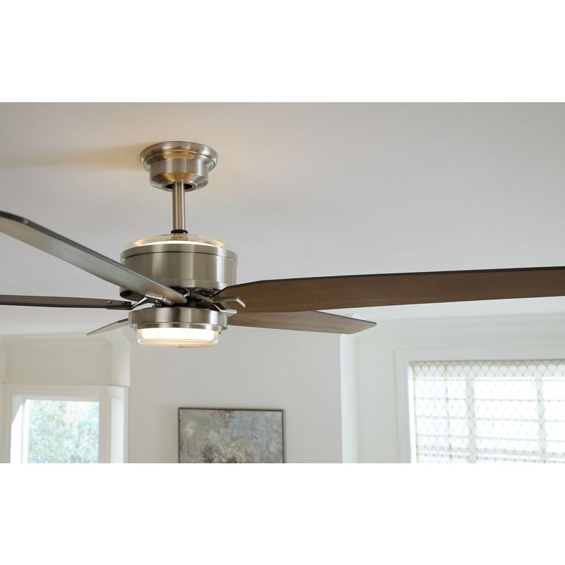 54'' Ceiling Fan with LED Lights, Brushed Nickel/Brown