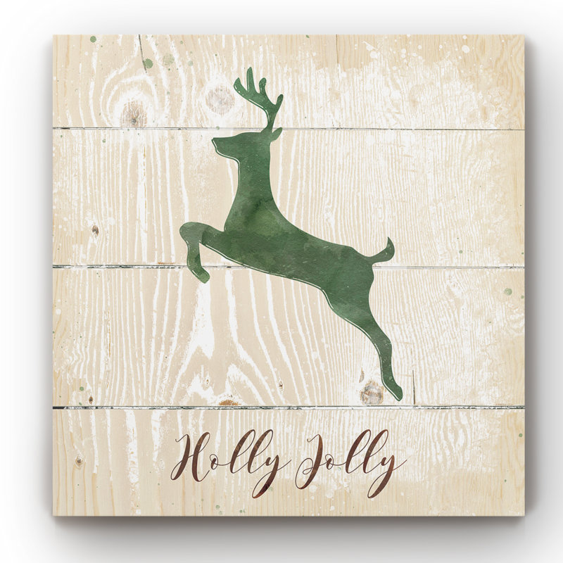 « holly jolly renne », reproduction d’impression sur toile, H 40 po x l 40 po x P 1,5 po, Toile tendue