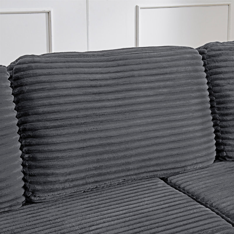 L Shape Modular Sectional Sofa, Right Hand Return, Gray