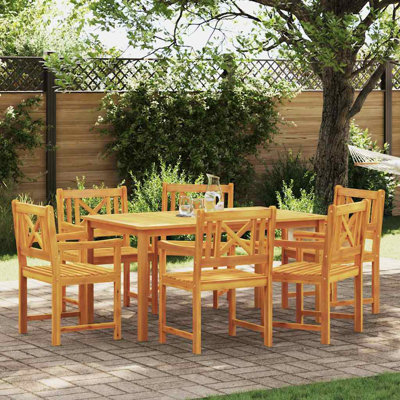 6 - Person Acacia Wood Patio Dining Set with Rectangular Table