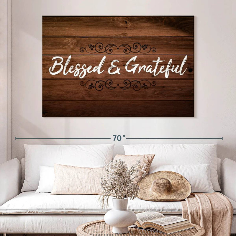 Art textuel sur toile "Blessed and Grateful II", H 34 po x l 51 po x P 1,25 po