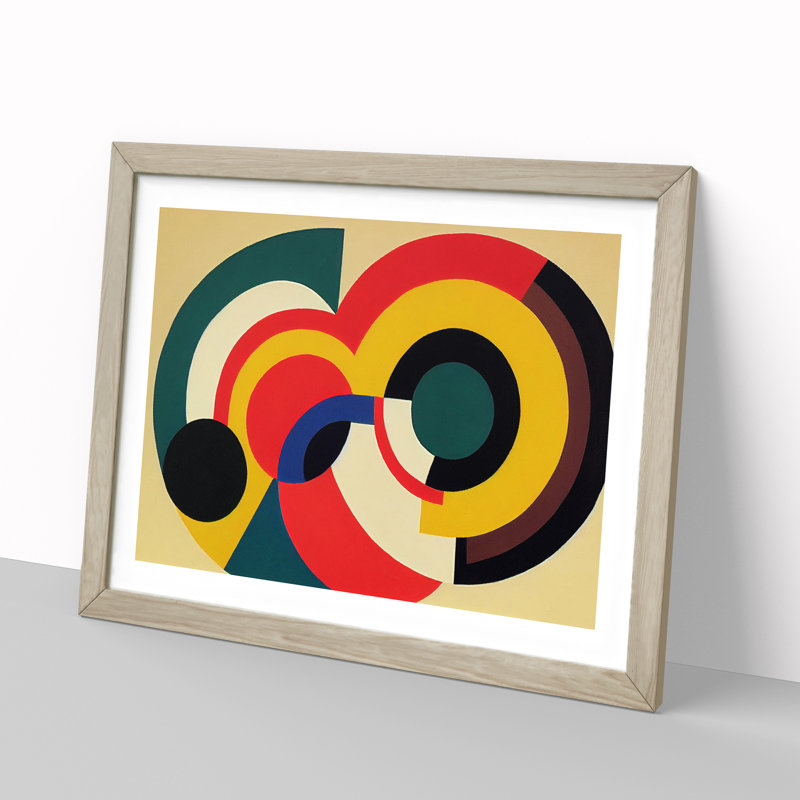 Bold Modern Abstract 1 Piece Single Picture Frame Wall Art, 46cm H x 64cm W x 2cm D, Oak Framed