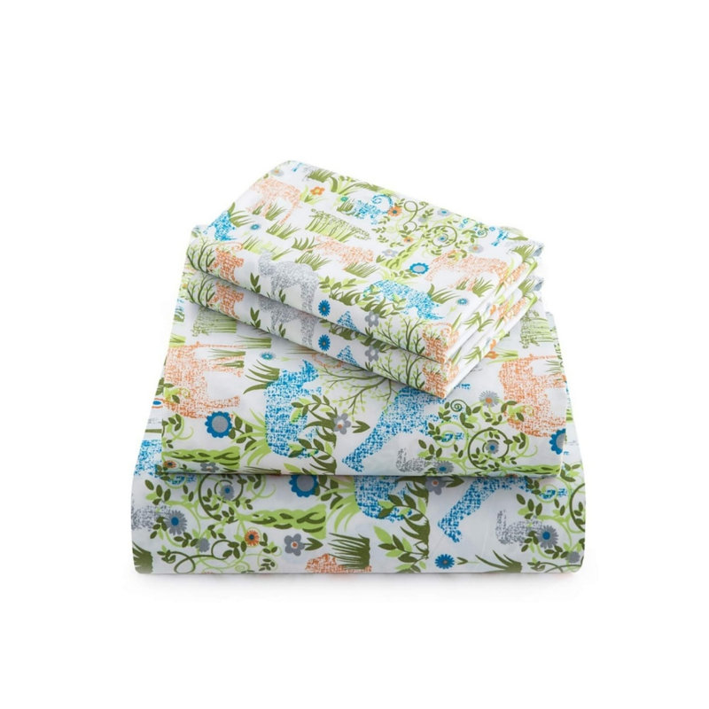 Ensemble de literie pour enfant avec draps simples en forme de girafe pour les garçons et les filles, ensemble de literie en microfibre douce (1 drap-housse + 1 drap plat + 1 taie d'oreiller)