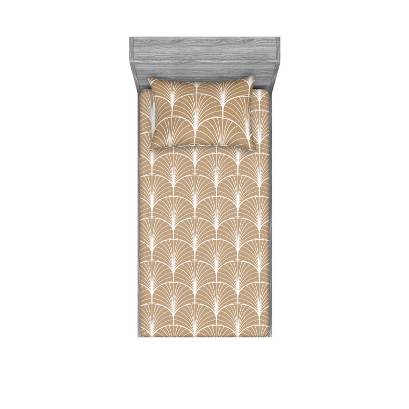 Microfiber Floral Sheet Set, Pale Brown, Twin XL Sheet Set with 1 Pillowcase