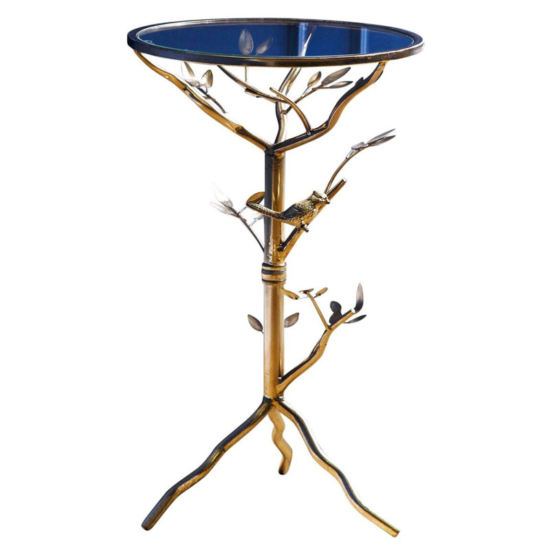 Strohm Mirrored Glass Top End Table