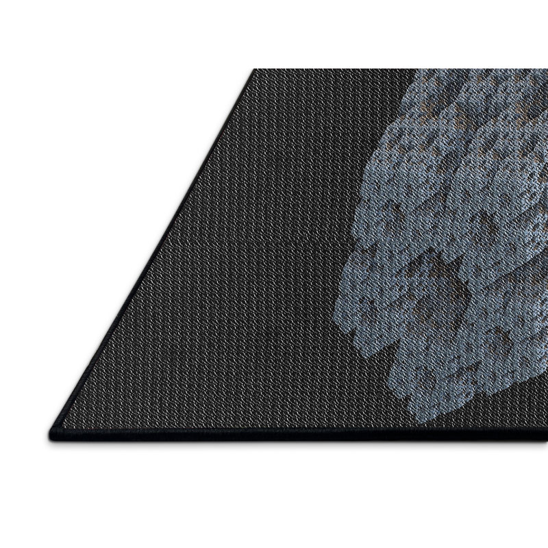 Tapis noir/bleu à motifs, Rectangle 6 pi x 9 pi
