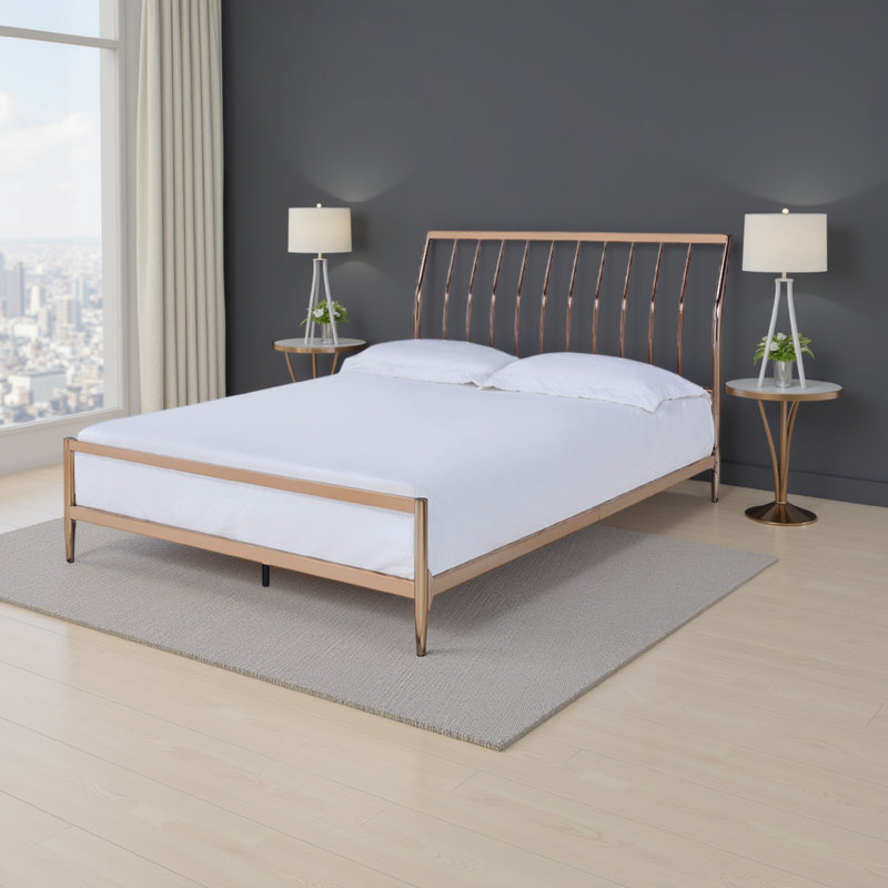 Breccia Sleight Queen Bed in Copper