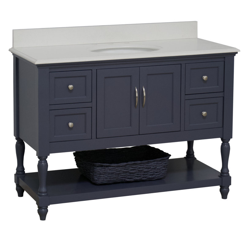 48'' Single Bathroom Vanity with Top, Quartz, Charcoal Gray