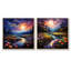 Luminous Blossoms At Night - Ensemble abstrait de paysages abstraits carrés-2103303764-2103303767